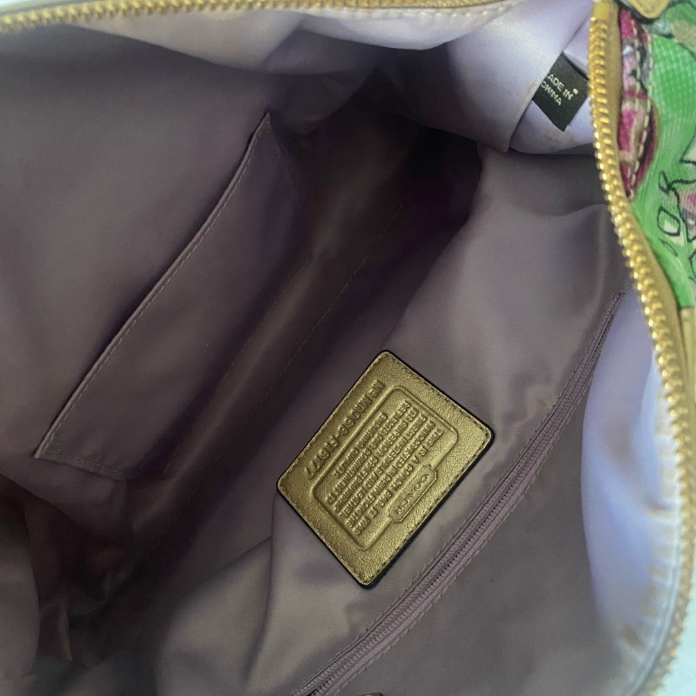 Coach Gray Crossbody Bag with Gold Label and Smooth Lining